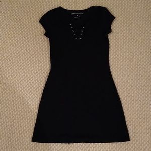 Black lace up aeropostale tee shirt dress